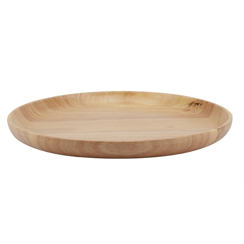 Round Wood Tea Tray Sushi Snacks Fruits Serving Plate Dish