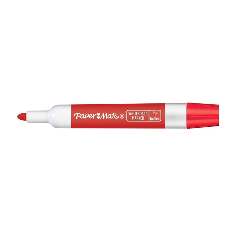 Paper Mate Low Odour Whiteboard Markers, Bullet Tip, Red Ink,