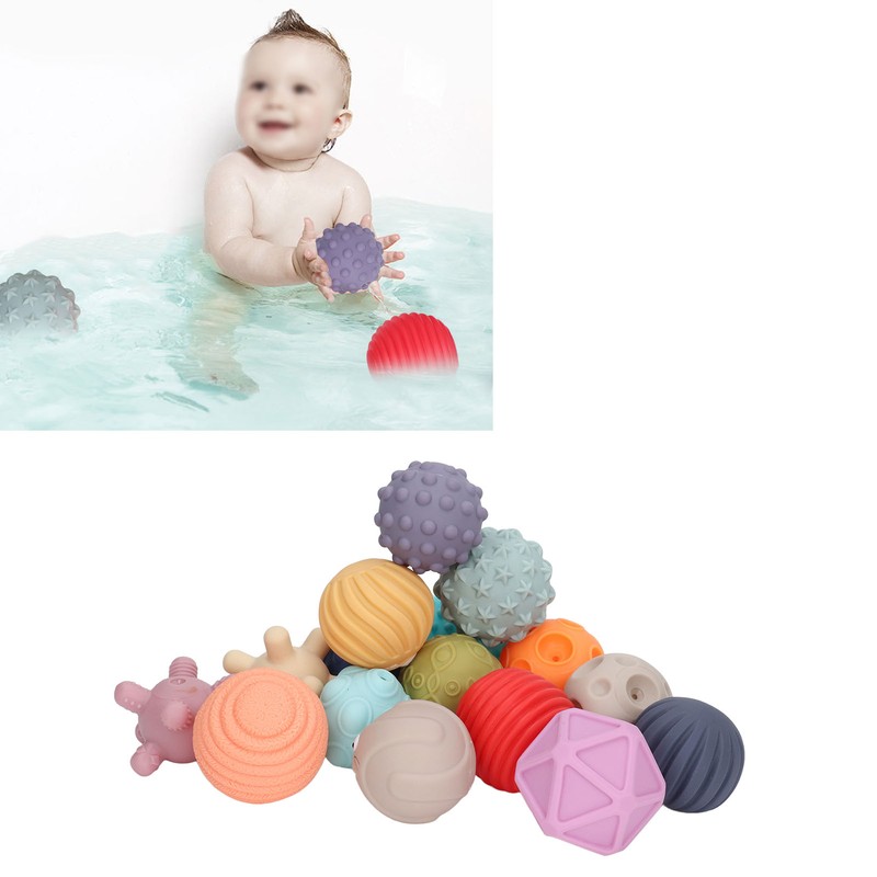 16PCS Baby Soft Textured Sensory Balls Toddlers Exploration Toys Sensory