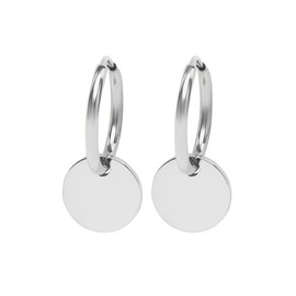 Nuoli® Women's Coin Hoop (Diameter: 12 mm) Earrings with Round Pendant for Women, Stainless Steel, Stainless Steel