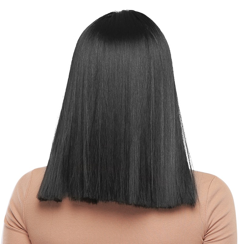 Women Long Straight Hair Full Wig Black Synthetic Wig With