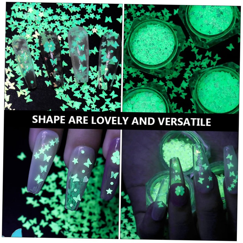 BIUDECO 4 Pack Manicure Luminous Sequins 5 Geometric Nail Art