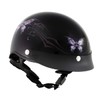 Hot Leathers HLT70 Purple Butterfly Glossy Black DOT Motorcycle Half