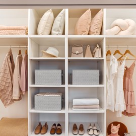 GRANNY SAYS GRANNY SAYS Storage Baskets for Shelves, Fabric Storage Bins with Handles, Collapsible Storage Boxes, Closet Storage Bins, Organizers and Storage, Gray, Large, 3-Pack