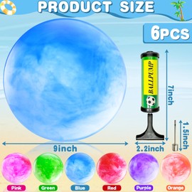 TURNMEON 6 Pack Beach Balls for Kids, Marbleized Rubber Inflatable Bouncy Balls Fun Playground Sensory Bouncy Toys Balls for Kid Adults Summer Beach Outdoor Indoor School