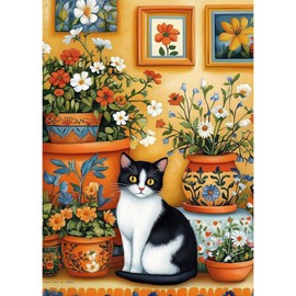 TOSTOG Diamond Painting für Erwachsene,Katze und Blumen Diamant Painting Kits Full Drill Bilder 5D DIY Diamant Malerei Set 30x40cm für Wanddekor