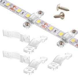 ATB Future LED Light Strip Mounting Brackets,Clear LED Strip Light Clips Ideal for 8mm/10mm IP65 Waterproof LED Strip Light,Two Side Screws Clamps Indoor or Outdoor.(100PACK,200PCS Screws)