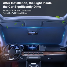 Sonnenschutz Auto Frontscheibe 140×70cm, Sonnenschutz Auto Frontscheibe Innen hinten, Faltbar Auto Fenster Sonnenschutz Windschutzscheibe Sonnenblende,Sonnenschirm UV Schutz für Frontscheibenabdeckung