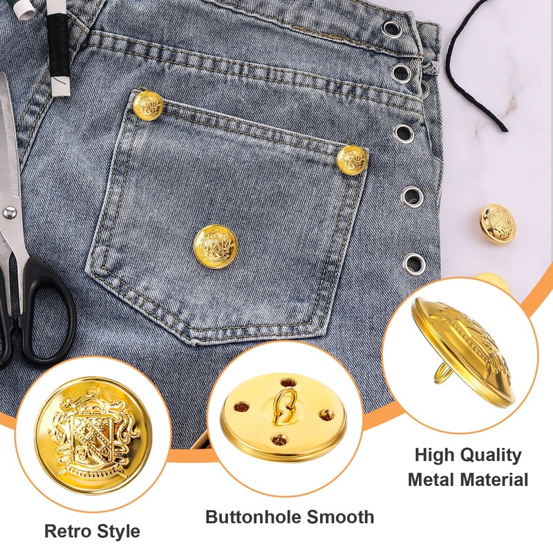 Gold Buttons, Mabor 18Pcs Gold Buttons for Blazer Button Set