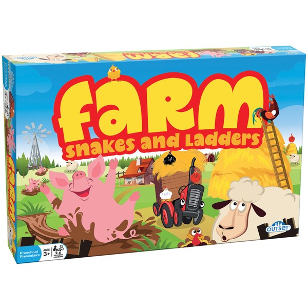 Farm Snakes and Ladders Game – No Reading Required – Preschool Board Game for Ages 3 and up by Outset Media