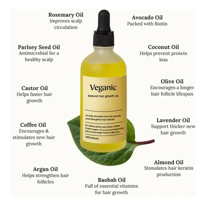 3pcs Aceite Esencial Para Cuidado Del Cabello Veganic Hair