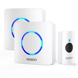 Wireless Doorbell, VOXON Waterproof Doorbells, Plug in Doorbell with 400M (1,300ft) Wireless Range, Door Chime Kit with 2 Receivers, LED Flash, 60 Melodies, 4 Level Volume