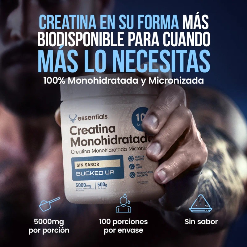 Creatina Monohidratada Y Micronizada Pre Entreno Bucked Up Sabor Sin