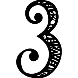 Henna House Numbers, House Numbers for Outside, Floating House Numbers, Custom Metal Address Signs for Houses, Large Number Address Plaque, Mid Century Modern, Art Deco House Numbers (6", 3, Black)