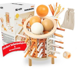 SEMFY Montessori Toy from 3 Years, Educational Educational Game with 28 Colourful Sticks, Dice and Wooden Balls - Board Game for Boys and Girls 3-9 Years, Gift for Children, Wooden Toy