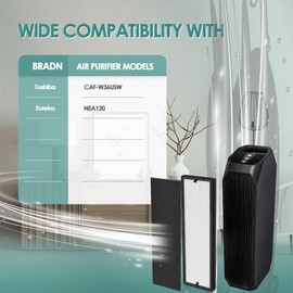 NEA-F1 H13 True HEPA Filter Replacement Compatible with Toshiba Air Purifier Filter Replacement for Eureka Air Purifier NEA120 and Toshiba Smart WiFi Air Purifier CAF-W36USW, 4 HEPA & 8 Carbon Filter