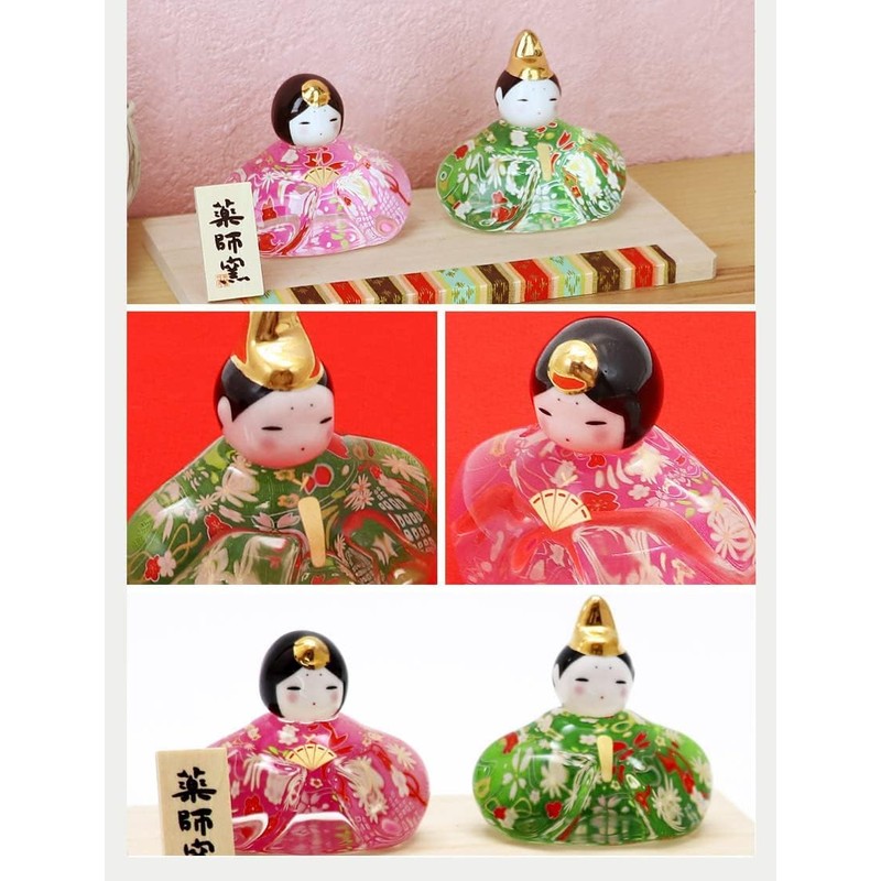 大阪長生堂 雛人形 コンパクト ミニ お雛様 名入れ 木札特典付（別送） ガラス ひな人形 玻璃座雛