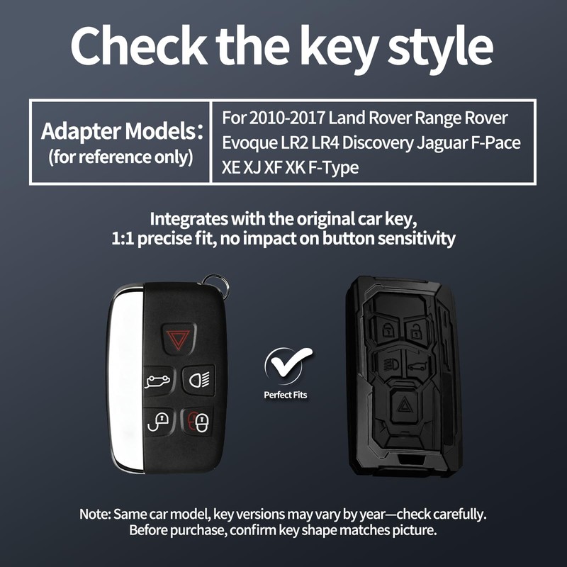 Erivis Full-Wrap Key Fob Cover for Landrover Rover Evoque 2010-2017(ModelA)