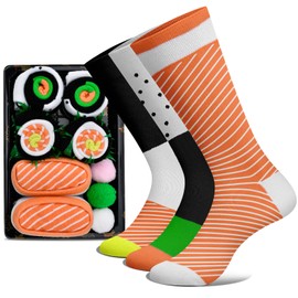 Christmas Socks Gifts Stocking Stuffers for Adults Women Funny Gifts for Men Him White Elephant Gifts for Boyfriend Birthday Gifts for Her Sushi Socks Gift Baskets for Family Mom Dad Cadeau Femme Noel