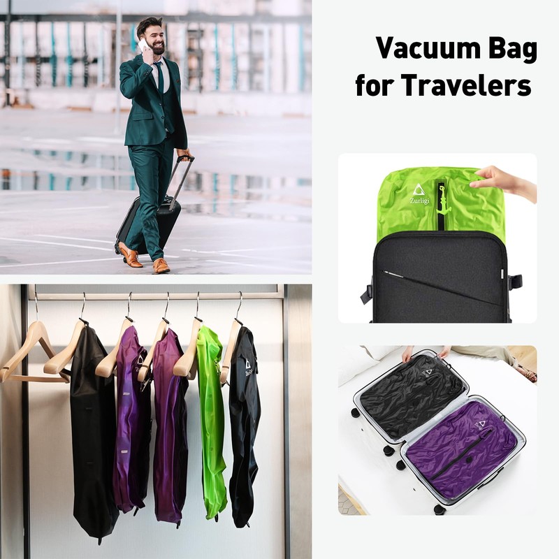 Zurligi Vacuum Bags for Travel with Pump, Vacuum Compression Bag