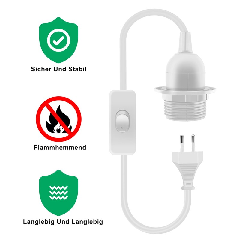 HuaLiSiJi E27 Lamp Holder with Switch with Plug E27 Socket