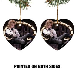 GRAPHICS & MORE Goblin King Jareth from The Labyrinth Sitting On Throne David Bowie Heart-Shaped Porcelain Holiday Christmas Tree Ornament - 2.8"