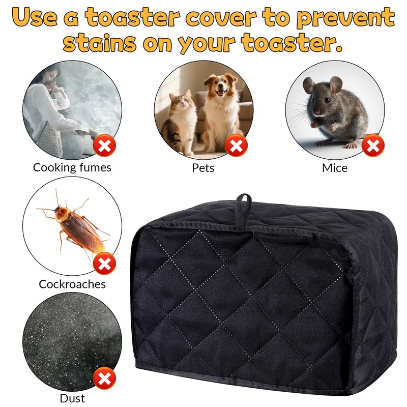 Toaster Cover 2 Slice, Polyester Fabric Quilted 11.81x7.5x7.9in Universal Size
