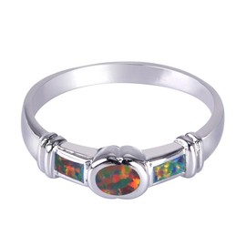 KELITCH 925 Sterling Silver Opal Rings Statement Leaves Rings Eye-catching Attractive Rings for Women Girls, Silver, Crystal