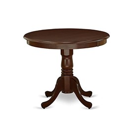 East West Furniture ANT-MAH-TP Antique Dining Room Table - a Round Kitchen Table Top with Pedestal Base, 36x36 Inch, Mahogany