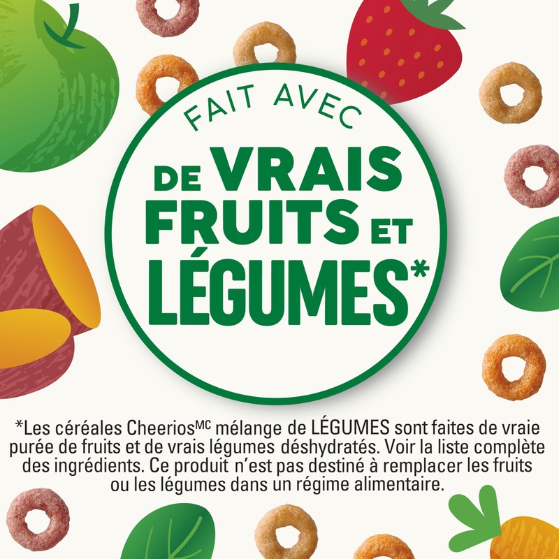 Cheerios Veggie Blends, Apple Strawberry Cereal, 300g/10.5 oz