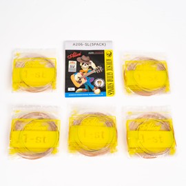 Alice Acoustic Guitar Strings Set - 6-String for Beginner, Briliant Steel Copper Alloy in Phosphor Bronze Color, 5 Packs (A206 Super Light)