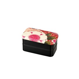 Tatsumiya 30479 Cloth Paste Lunch Box, Long Square 2-Tier Bento Box, Cherry Blossom Pink, 700