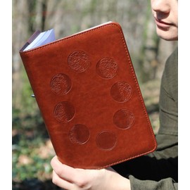 Moon Refillable Faux Leather Journal by SohoSpark, 6x8 Vegan Lined Writing Journal for Women or Men