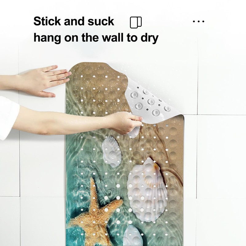 LNOND Summer Beach Bathtub Mat Non Slip, 40 X 16