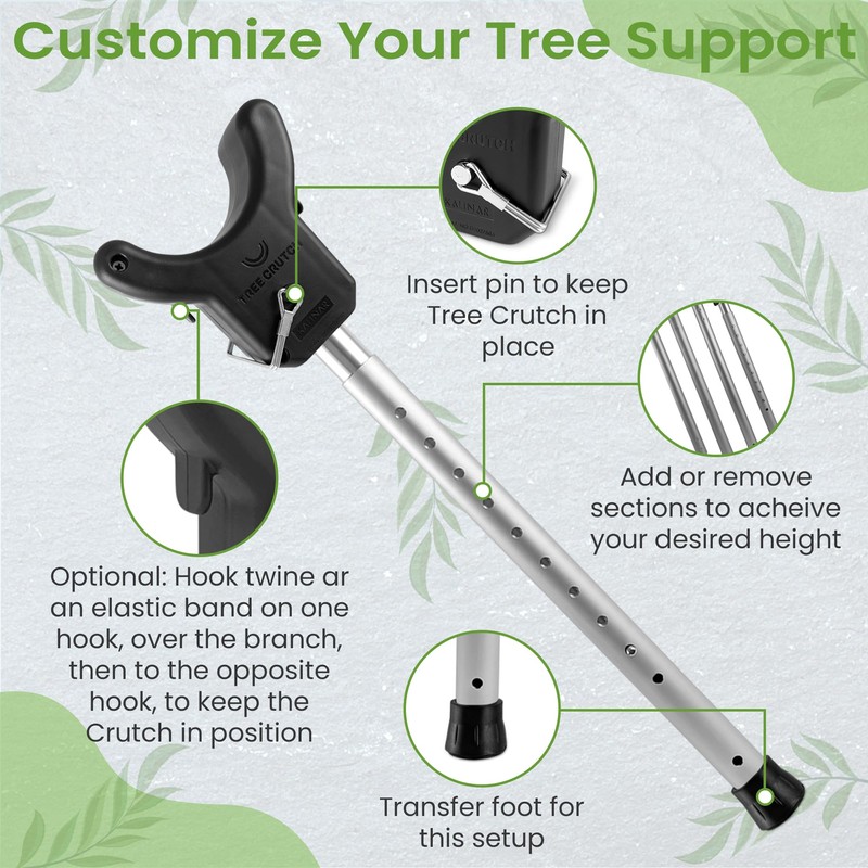 Kalinar Adjustable Aluminum Tree Support Pole with Tree Crutch –