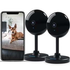 owltron Surveillance Camera, Baby Monitor with Camera, 2K Camera Indoor Surveillance, Dog Camera with Motion Detection, Night Vision, 2-Way Audio, WLAN Camera for Dogs/Pet Camera, Black (Pack of 2)