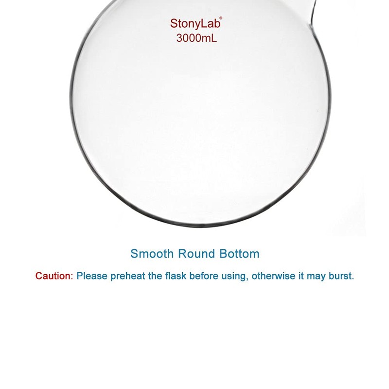 StonyLab Glass 2 Neck Round Bottom Flask RBF, with 24/40