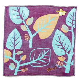 Kusubashi Mon Ori morita MiW Gauze Handkerchief, Silk Moth, Purple, A-65532-86-PAP, 9.8 x 9.8 inches (25 x 25 cm)