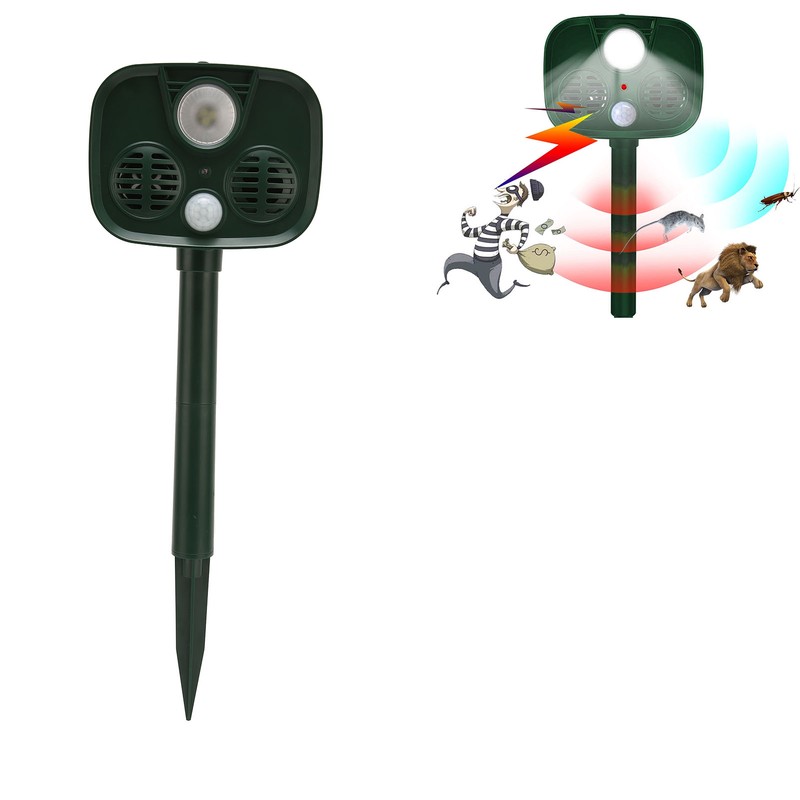 Ultrasonic Animal Repeller Solar Powered Motion Detection Animal Deterrent Device