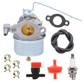 Bynor 631918 Carburetor for Tecumseh HS40 4HP HS50 5HP Engines Carb With Spark Plug & Fuel Hose & Shut Off Valve