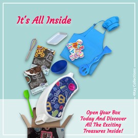 Ultimate Easy Baking Oven Bundle For Kids With 19 Items - Oven, 2 Refill Mixes, Apron, Hat, Bowl, Spatula, Whisk, 9 Stickers, Baking Pan & Tool (Bold Blue Baker Bundle)