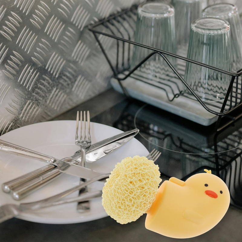 CAPASTEC Duck Shape Dish Brush with Handle, Cartoon Kitchen Brushes
