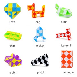 Nutabevr 12 Pieces 24 Blocks Magic Snake Cube, 3D Puzzle Magic Snake Toy, Magic Snake, Mini Puzzle Cube Toy, Party Gifts for Children, Boys, Girls, Children's Day Gifts
