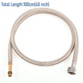 Skweawert 40 In Faucet Supply Lines, 1/4 Female Compression Thread x M10 Male Connector, Braided Stainless Steel Faucet Hose for Kitchen Sink Toilet（2Pack)