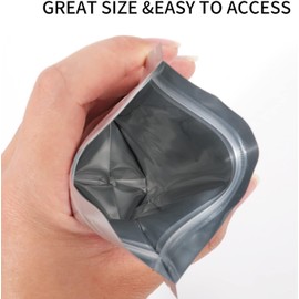 XFXIA Mylar Bags Aluminum Foil Pouches 100 Pack Smell Proof Bags Baggies, Resealable Stand Up Packaging Pouch Bags for Food Storage,Candy,Cookie,Bath Salts (9cm*13cm,Sliver)