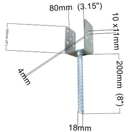 HAFD Adjustable U-Type Silver Fence Post Support 4mm Thick Galvanised Steel, 80mm Width, 3inch Posts, Heavy-Duty Anchor for Fencing and Pergola Posts, Pack of (4)
