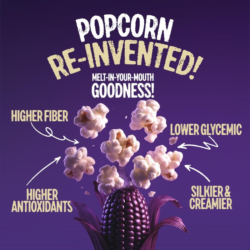 Purplesful Purple Corn Popcorn, Silkier, Creamier & Healthy Popcorn, Vegan-Friendly,