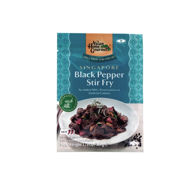 Asian Home Gourmet Spice Paste for Stir Fry: SINGAPORE Black Pepper Stir Fry (1 x 1.75 OZ)