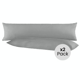 BaSaTex Double Pack Cotton Renforcé Side Sleeper Pillowcase 40 x 145 cm Pillowcases for Pregnancy Pillow Made of 100% Cotton Cushion Covers in Steel Grey Dark Grey