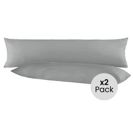 BaSaTex Double Pack Cotton Renforcé Side Sleeper Pillowcase 40 x 145 cm Pillowcases for Pregnancy Pillow Made of 100% Cotton Cushion Covers in Steel Grey Dark Grey